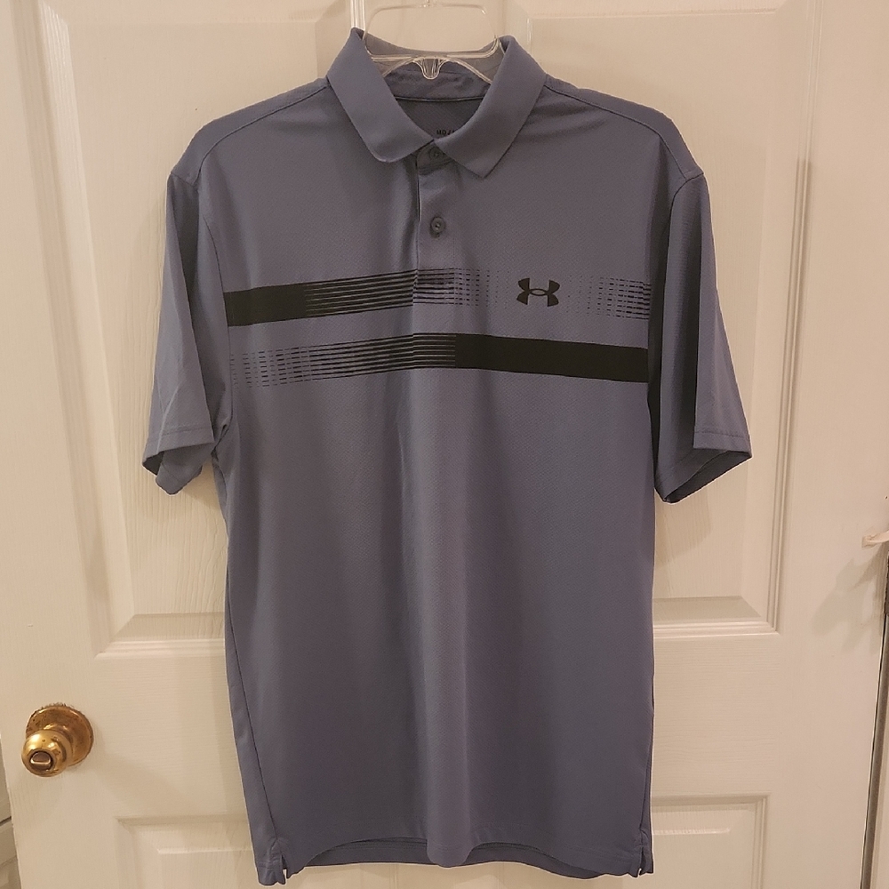 Under Armour Men's Polo Shirt in Blue with Black Stripes